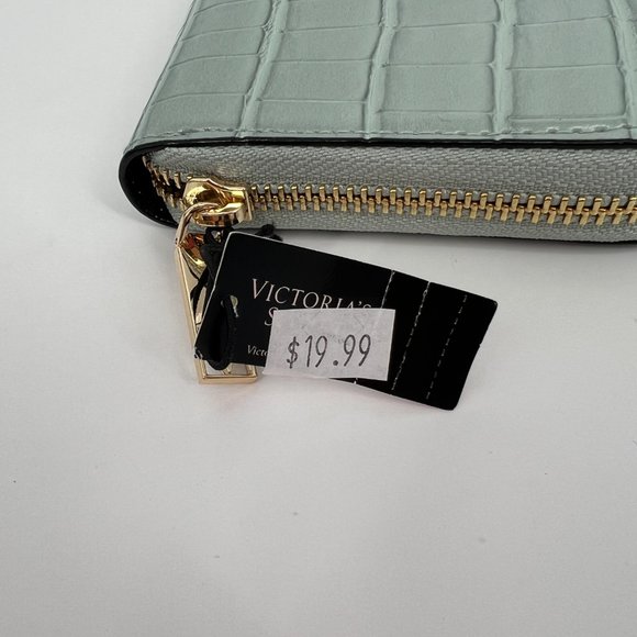 Victoria's Secret The Victoria Zip Around Leather Croc Wallet Color Palm L NWT - Picture 10 of 10